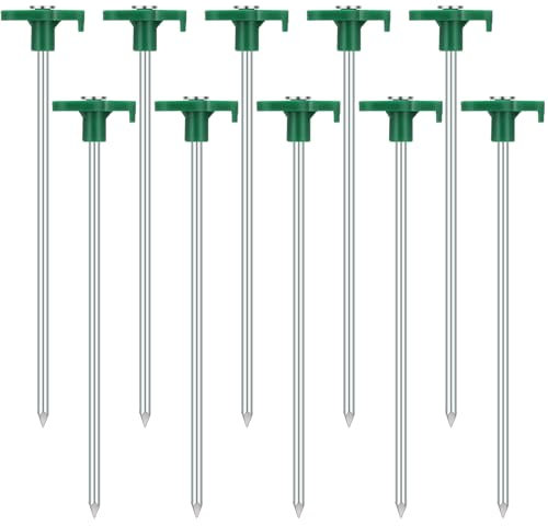 10er Heringe Erdnägel Stabil, Zeltheringe Sturmsicher, Zeltheringe Stahl Erdnägel, Hering Camping, Hering Zelt Stabil, Stark Zelt Heringe für Harte Böden Wald,Wiesen Gras, Sandboden Green