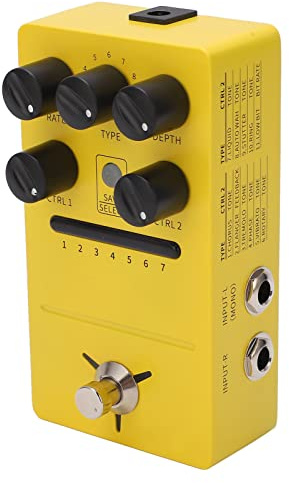 Pedal de Modulación Múltiple, Efectos Estéreo 11, Verdadero Bypass, Guitarra Eléctrica FS05, Excelente Material de Metal, Amarillo, Interfaz de Alimentación DC 9V