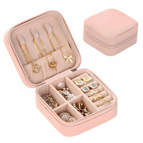 FAARM Jewellery Organiser Jewellery Box Jewelry Case Small Portable Mini Women Girls Leather Travel Storage Case Jewelry Holder Ring Earrings Necklace Bracelet Gift For Loved Ones Assorted Colors