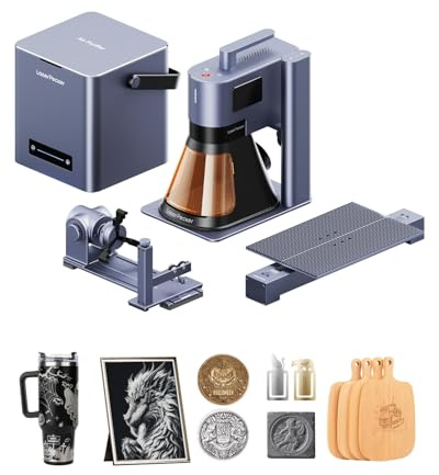 LaserPecker LP5 20W Fiber & Diode Dual Laser Engraver with Rotary Extension, Sliding Extension and Air Purifier, 3D Embossing Laser Engraving Cutting Machine for Business Batch Processing