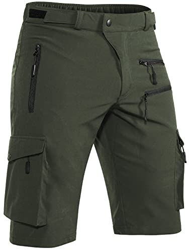 Hiauspor Pantaloni da MTB da Uomo Elasticizzati ad Asciugatura Rapida per Il Trekking e l'escursionismo (Verde, Medium)