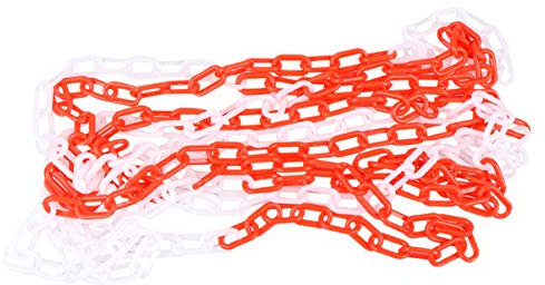 iplusmile Chaîne de Barrière en Plastique - 6mm x 6m Chaîne de Délimitation en Plastique Rouge et Lacté - Chaîne en Plastique Solide avec Haute Visibilité pour Chantier de Construction Garage