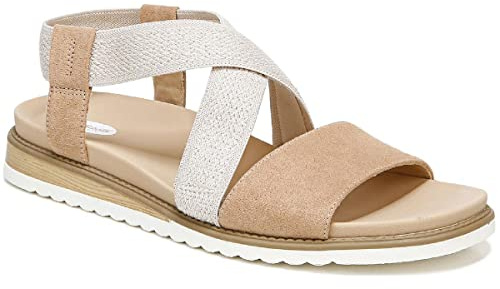 Dr. Scholl's Shoes Women's Islander Strappy Flat Sandal,Tawny Birch Microfiber,7.5