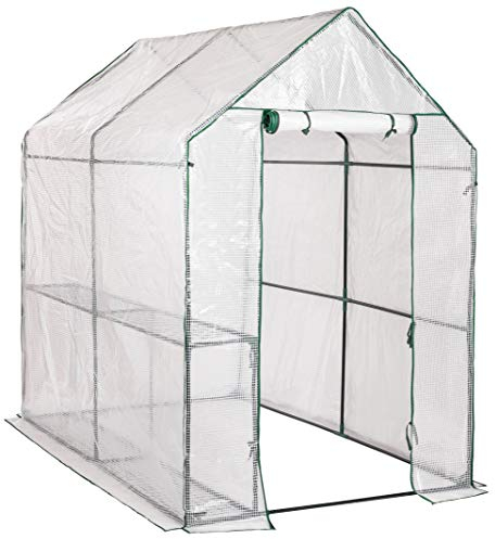 ONVAYA® Foliengewächshaus Günni mit Regalen & Fenster | Gewächshaus aus Folie für den Garten | Anzuchthaus | stabil, Winterfest & UV-beständig | 188 x 130 x 190 cm