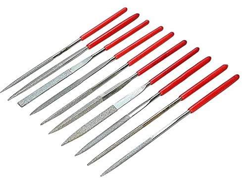 Bestgle 10pcs Diamond Needle File Set, Mini Needle Jewelry File Set for Jewelers Glass Wood Carving Craft, 2 x 100mm