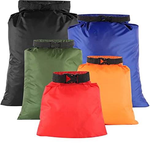 5 Stück Wasserdichte Aufbewahrungsbeutel, 1,5L/2,5L/3,5L/4,5L/6L Dry Bag Trockenbeutel Polyester Packsack Wasserdicht für Wassersport Freizeit Camping Angeln Wandern Schwimmen Surfen (Mehrfarbig)