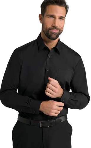JP 1880 Herren Hemd, Business, Bügelfrei, Kentkragen, Langarm, Comfort Fit, Bis 8xl, Schwarz, 5XL EU