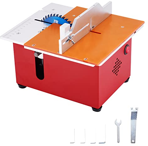 Mini sierra de portátil Sierra de mesa de 360 W Hoja de sierra ajustable Sierra de mesa de carpintería con sierra de corte de mesa de empuje para manualidades Corte de madera/metal/plástico T60