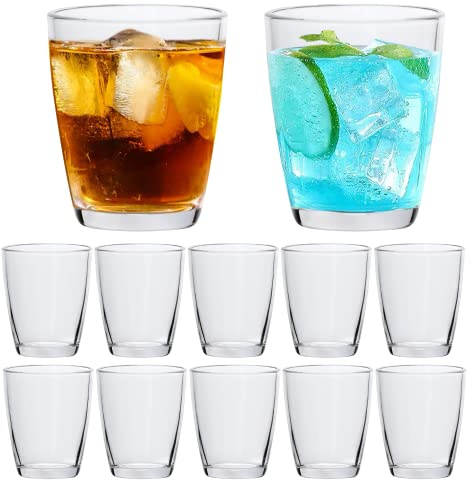QAPPDA 7 Ounce Juice Glasses,Stackable Drinking Glass Set of 12,Clear Water Glasses Durable Homemade Beverage Tumbler for Soda,Mixed Drinks,Milk,Daily Use
