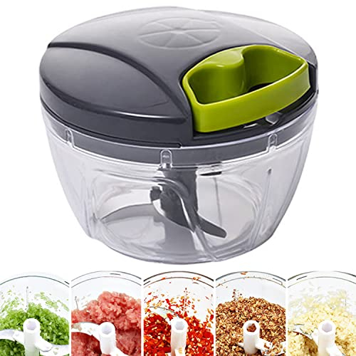 Hachoir Oignon, Mixeur Manuel Multi, Hachoir Manuel, Multi-hachoir pour Légumes, Coupe Oignon Manuel, avec Lames en Acier Inoxydable, pour Viande, Oignon, Broyage Aliments pour Bébé, Vert (Trompette)