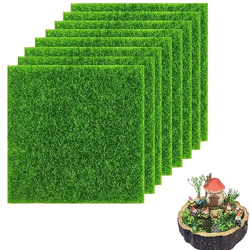 Mini Hierba Artificial,Césped Artificial para Manualidades,Hierba Artificial Miniatura,Adorno de Bricolaje Micro,8 Pcs Mini Hierba Artificial,Jardín de Adorno en Miniatura,para Decoracíon de Muñecas