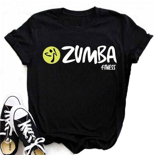 keephen Danza Grafica Manica Corta Estate Aerobica Atletico T-Shirt da Donna Girocollo Casual Tee Top per Samba cha-cha Danza Fitness Training