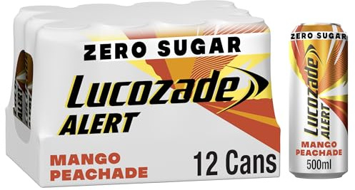 Lucozade AlertnEnergy Drink Zero Sugar Mango Peachade 500ml (Pack of 12)