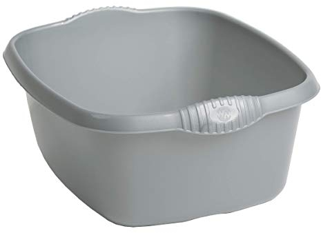TENLITE High Grade Plastic Approx 12 Litre, 39 cm Rectangular Dish Washing Up Bowl, Kitchen Basin Bowl Sink Tidy Organiser Wash Tub Space Saving For Home & Kitchen - (Silver, 39cm Rectangular Bowl)