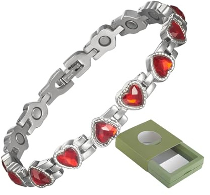 YINOX damarmband i supermagnetiskt rostfritt stål, damarmband i rostfritt stål i hjärtform, magnetarmband, presentbox ingår, Rostfritt stål