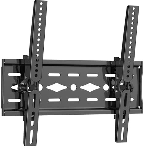 JXMTSPW Support mural pour TV de 26 à 63 pouces, support TV ultra fin inclinable avec VESA max 400 x 400 mm pour téléviseurs plats incurvés jusqu'à 50 kg, support TV universel robuste