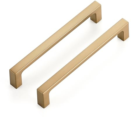 Ravinte 10 Pack Solid 5 Inch Square Cabinet Handles Champagne Bronze Cabinet Pulls Drawer Pulls Kitchen Cabinet Hardware Kitchen Handles