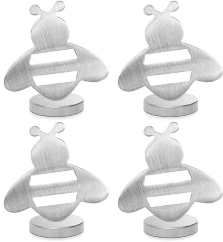 Colexy Outdoor Tischdecke Beschwerer Tischdeckengewichte Draussen, 4Pcs Tischtuchgewichte aus Edelstahl, Tischdeckenbeschwerer Magnet, Tischdecken Gewicht für Vorhang Draußen Outdoor Garten (Biene)