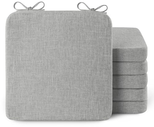 AddGrace Square Chair Cushions for Dining Chairs 6 Pack 16x16x2inch L Grey