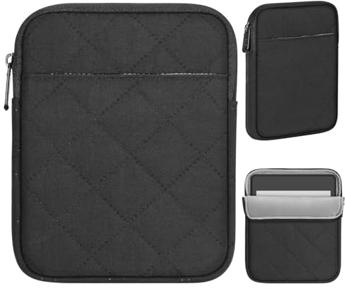 MoKo 6-7 inch Padded E-Reader Sleeve Case with Dual Pockets Fits with 6/6.8/7-inch E-Reader/Nook/Kobo, Protective Sleeve Cover Pouch Bag Carrying Case, Black