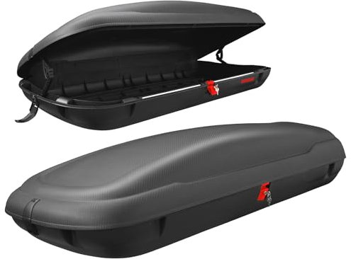 GOPLUS Coffre de Toit Rigide Voiture avec Serrure et Clé, Grand Sac de Toit Espace de Rangement, 2 Sangles d'attache pour Objets, Coffre de Toit Imperméable pour Camping, Pique-Nique, Voyage (400L)