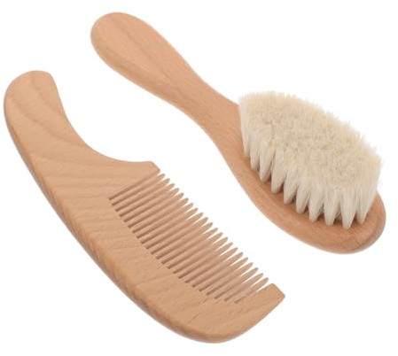 BESPORTBLE Ensemble Brosse de Lavage de Tête et Peigne en Bois pour Bébé, Doux et Facile à Entretenir, Bain Soins Quotidiens des -nés