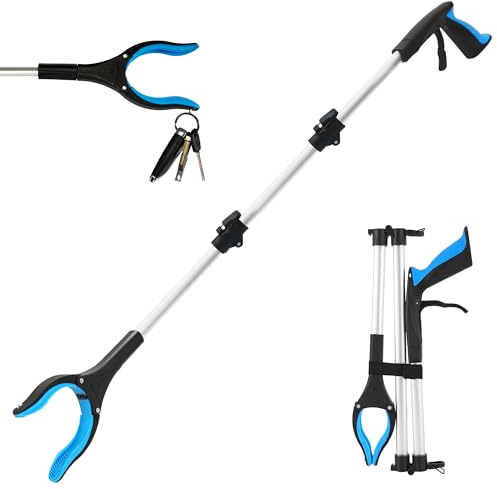 Grabber Reacher Tool for Seniors,36 Foldable Reacher Grabbers Pickup Stick with Anti-Slip 360° Rotating Jaw，with Magnet for Disabled, After Surgery Recovery (Blue, 36Inch 1 Pack)