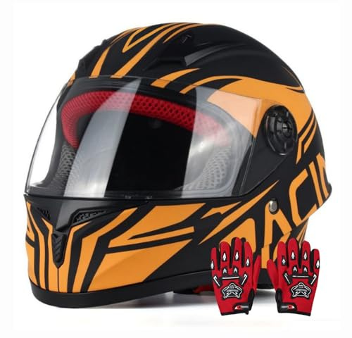 DOT-Godkänd Barnmotorcykelhjälm, Gokart-Elscootermopedhjälmar, Barnpojkar-Flickor-Dirtbike-Fyrhjuls-ATV-Hjälm För 3-14 År Gamla D 9,S/(47~58cm)