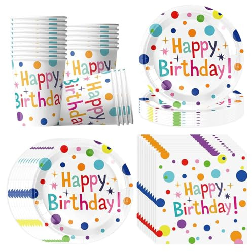 Set di Stoviglie per Feste di Compleanno per 20 Ospiti, Grande Piatti e Bicchieri per Feste di Compleanno, tovagliolo, Set di Stoviglie Monouso, Decorazioni per le Feste di Compleanno dei Bambina