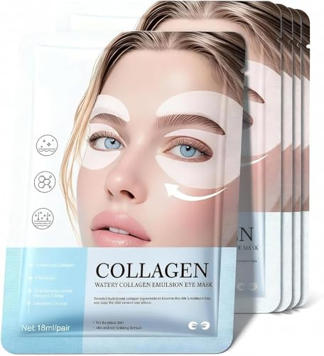 Parches de colágeno para el contorno de ojos, mascarilla de ojos con loción hidratante, atenúa ojeras e hinchazón, ilumina la piel y reduce las líneas de expresión, para piel sensible