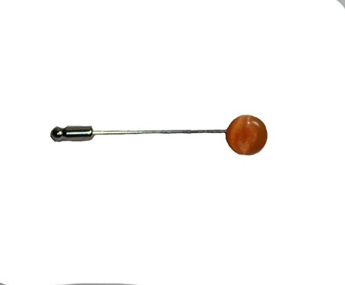 Épingle à cravate rond orange- sur pic argenté - Bijoux marié homme.