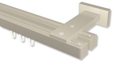 Interdeco Innenlauf-Gardinenstangen eckig Satin-Silber doppelläufig 20x20 mm Quadline Sono, 100 cm