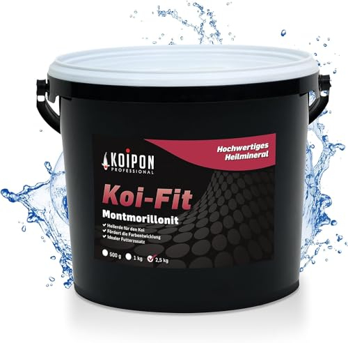 KOIPON Koi-Fit 2,5 kg Futteraufwertung für Koifutter und Goldfischfutter, Montmorrilonit Premium-Mineral zur Farbentwicklung und Gesunderhaltung von Fischen