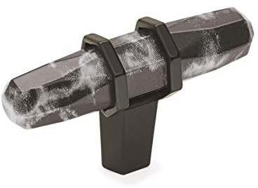 Amerock BP36647MBKBBR Carrione Cabinet Knob, 2-1/2 in (64 mm) Length, Marble Black/Black Bronze