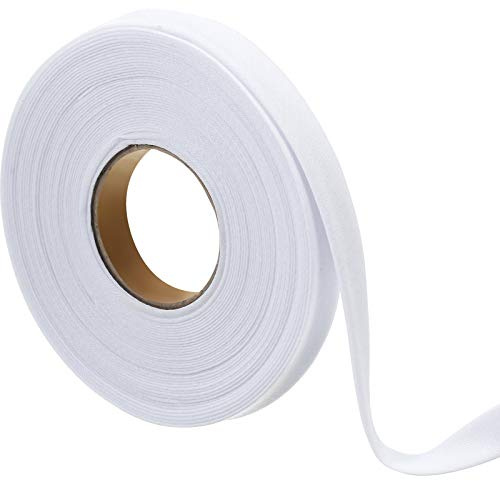 Jetec 1/2 Inch Double Fold Bias Tape Bias Binding Wide Fold Cotton Tape for Sewing Seaming Hemming Piping Quilting Projects (White,10 Yards)