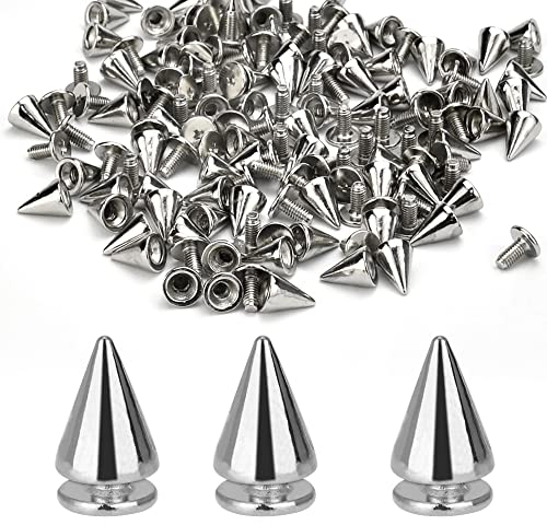 OTTYMO 120 Stück Ziernieten Metall Killernieten Punk Nieten Kleidung Schraubennieten Anti-Rost Nieten Spitz Silber Stachelnieten 7 * 10mm Ziernieten Diy Nieten für Taschen Schuhen Mäntel Halsband