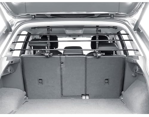 OSSO - Verstellbares Trenngitter für Auto | Hundesicherheitsgitter für Hunde im Kofferraum | Gestell aus Stahl, vielseitig und robust, schwarz, H: 32-53cm, L: 82-140cm