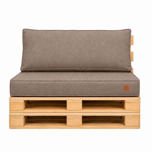 Bielik Set för pallkuddar – 3-delad vattenavvisande Euro pallkuddar för pallmöbler och soffa, utomhuspall soffkuddar (säte 120 x 80 cm + 1 kudde 120 x 40 cm, ljusbeige)