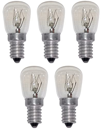 Provance 5er Set Kühlschranklampe E14 15 Watt 55 Lumen klar 56 x 26 mm 2800 K warmweiß dimmbar Birne Glühbirne Kühlschrankbirne Kühlschrankleuchte