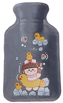 Bouillotte avec housse en fourrure douce et moelleuse de 350 ml, petite bouillotte en caoutchouc naturel pour soulager la douleur, le ventre, le dos, les crampes menstruelles, le cou, la thérapie par