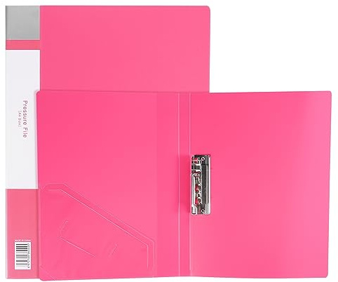 PATIKIL No Perforazioni Raccoglitore, 2pz Plastica Single Strong Clip Clamp Raccoglitore Senza orings Foglio File Cartella Protezione per A4 Formato Carta Ufficio, Rosa Rosso