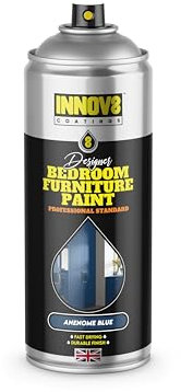 DESIGNER BEDROOM FURNITURE SPRAY PAINT - DIY - WARDROBE CUPBOARD FURNITURE - No Primer or Top Coat - Satin Finish - 400 ml AEROSOL - Anenome BLUE - 10 Year Guarantee Wood MDF Plastic Metal - Fast Dry
