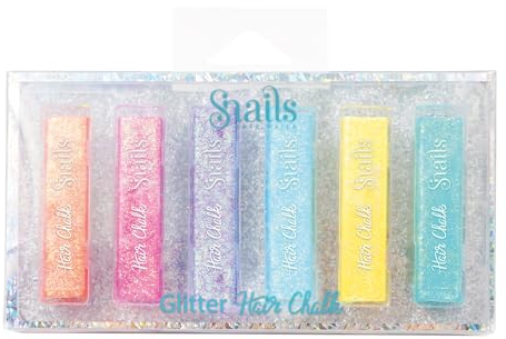 Snails 510425 Kinder Haarkreide-Set Glitzer, 6 trendige Farben zum Haarefärben für Kinder ab 6 Jahren