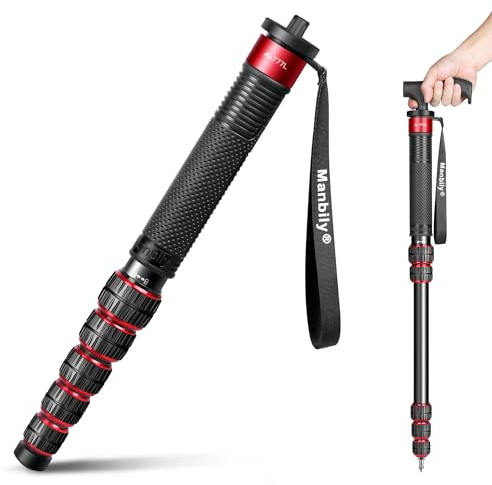 Manbily Monopods for Cameras 36mm Tube 69-Inch Aluminum Camera Monopod Extendable Walking Stick 6 Sections Portable Compact Travel with Handle & Phoneclip Max. 40lbs for DSLR Camcorder Stand (RED)