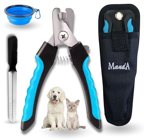 MandA® Nagelknipser für Hunde mit Hülle, Nagelknipser für mittelgroße und kleine Hunde, Katzen usw. + Feile + Hülle, scharfe Klingen aus rostfreiem Stahl und Sicherheitsverschluss, Nagelschere,
