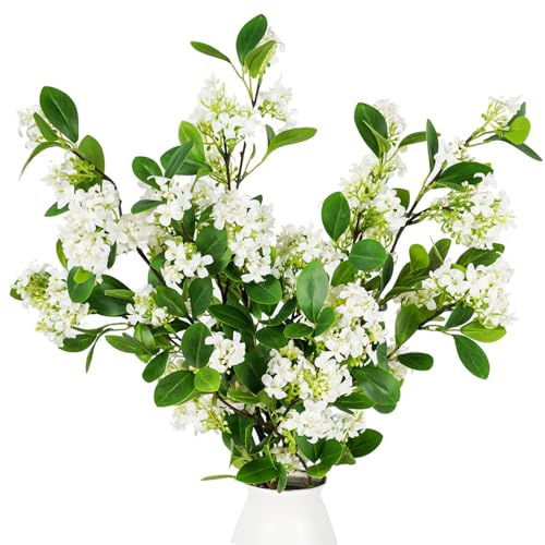 Melorca&Guilla Artificial Plants,3PCS 32 Green Faux Branches for Vase Faux Stems Greenery Stems,Artificial Branches Fake Plants for Shop Garden Office Home Décor (3, Daphne)