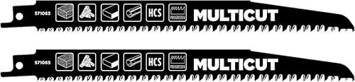 kwb Multicut Säbelsägeblatt für Holz, 203 mm (für Hartholz, MDF-Platten, Kunststoff, flexibler Kohlenstoffstahl, progressive Zahnteilung, HCS Stahlzähne, präzisionsgeschliffen, ½'' Universalschaft