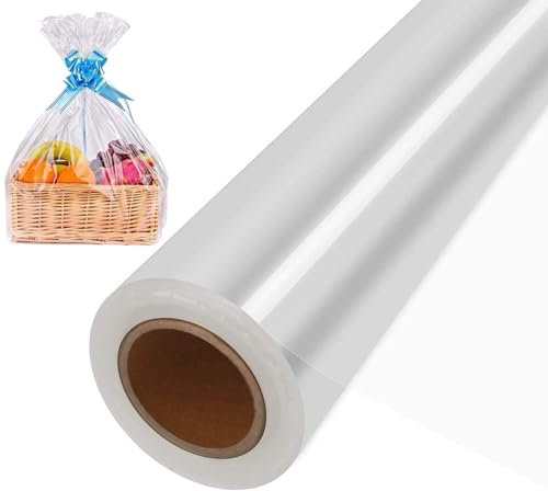 40 CM x 50 M Klare Cellophan Rolle, 2,3 Mil Transparente Zellophanrolle, Geschenkpapier, Für Blume, Geschenk baskt Verpackung