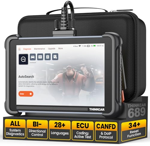 THINKCAR ThinkScan TK689 Car Diagnostic Tool, Bi-Directional OBD2 Full System Automotive Diagnostics, 34+ Reset, ECU Coding, FCA AutoAuth, CANFD&DoIP