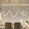 ASJK Hängelampe Esstisch Moderne LED Pendelleuchten, 35W Kronleuchter Dimmbar mit Fernbedienung, weichem Silikon-Hängeleuchte für die Küchen, Esszimmer, Wohnzimmer. Gold,100CM